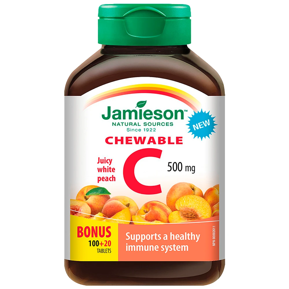 Jamieson Vitamin C Chewable - 500mg - 100+20 Tablets