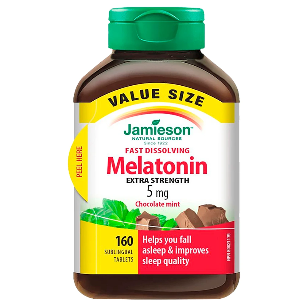 Jamieson Fast Dissolving Melatonin - 5mg - Chocolate Mint - 160s