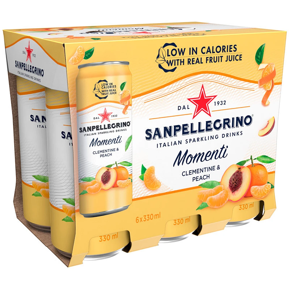 San Pellegrino Sparkling Beverage - Clementine and Peach - 6x330ml