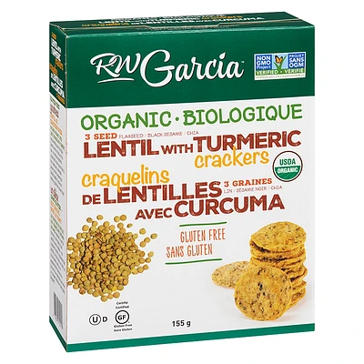 RW Garcia Organic Crackers - Lentil and Turmeric - 155g