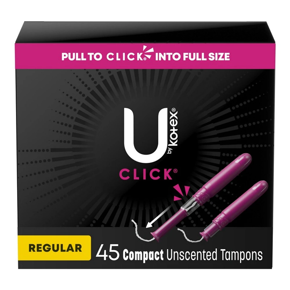 U by Kotex Click Compact Tampons - Unscented - Regular - 45 Count