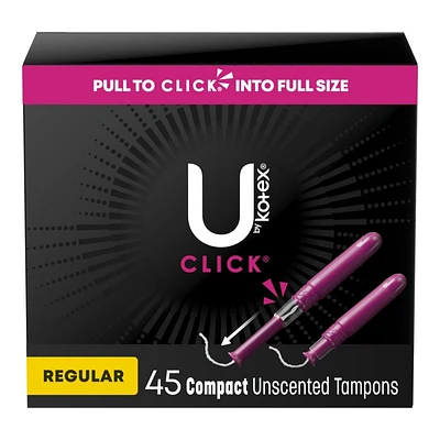 U by Kotex Click Compact Tampons - Unscented - Regular - 45 Count