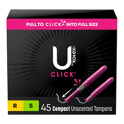 U by Kotex Click Compact Multipack Tampons - Regular/Super - Unscented - 45 Count