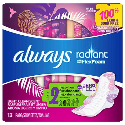 Always Radiant Pads Size 2 - Heavy Flow - 13s