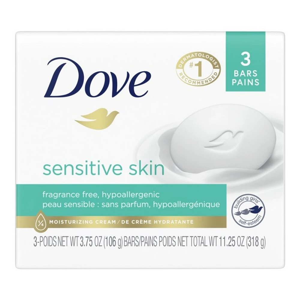 Dove Sensitive Skin Beauty Bar - Fragrance Free - 3 x 106g