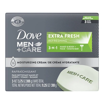 Dove Men+Care Body + Face Bar - Extra Fresh - 3 x 106g