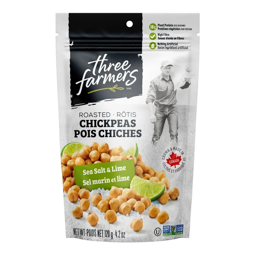 Three Farmers Roasted Chickpeas - Sea Salt Lime - 120g