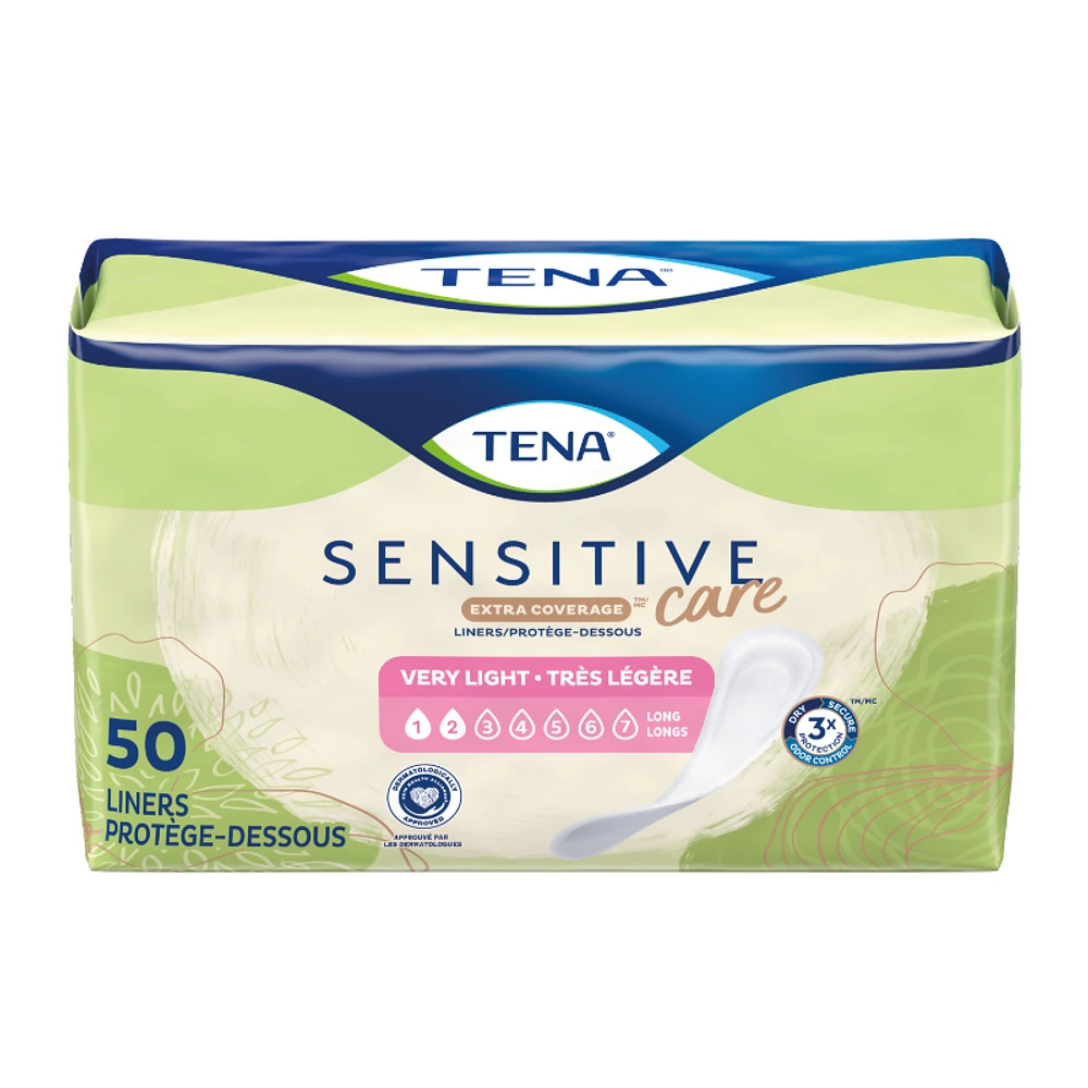 TENA Sensitive Care Extra Coverage Very Light Liners - 50 count