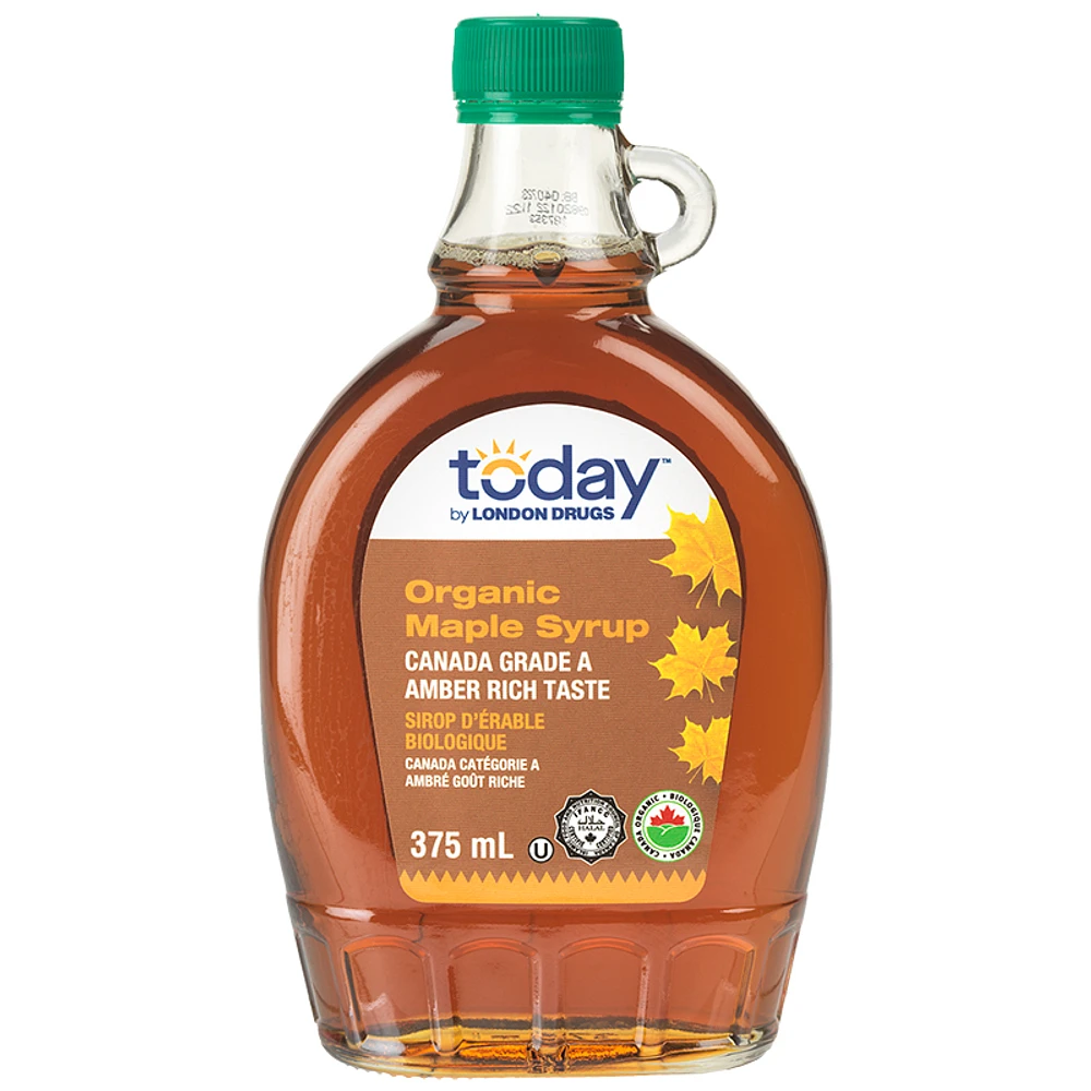 Today by London Drugs Organic Maple Syrup - Canada Grade A Amber Rich Taste - 375ml