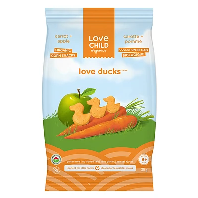 Love Child Organics Love Ducks Corn Snacks - Carrot + Apple - 30g