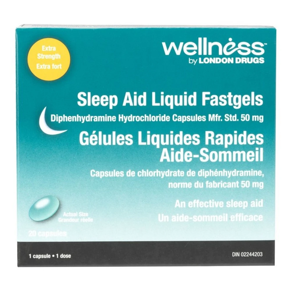 Wellness by London Drugs Sleep Aid Liquid Fastgel Extra Strength Capsules - 20's