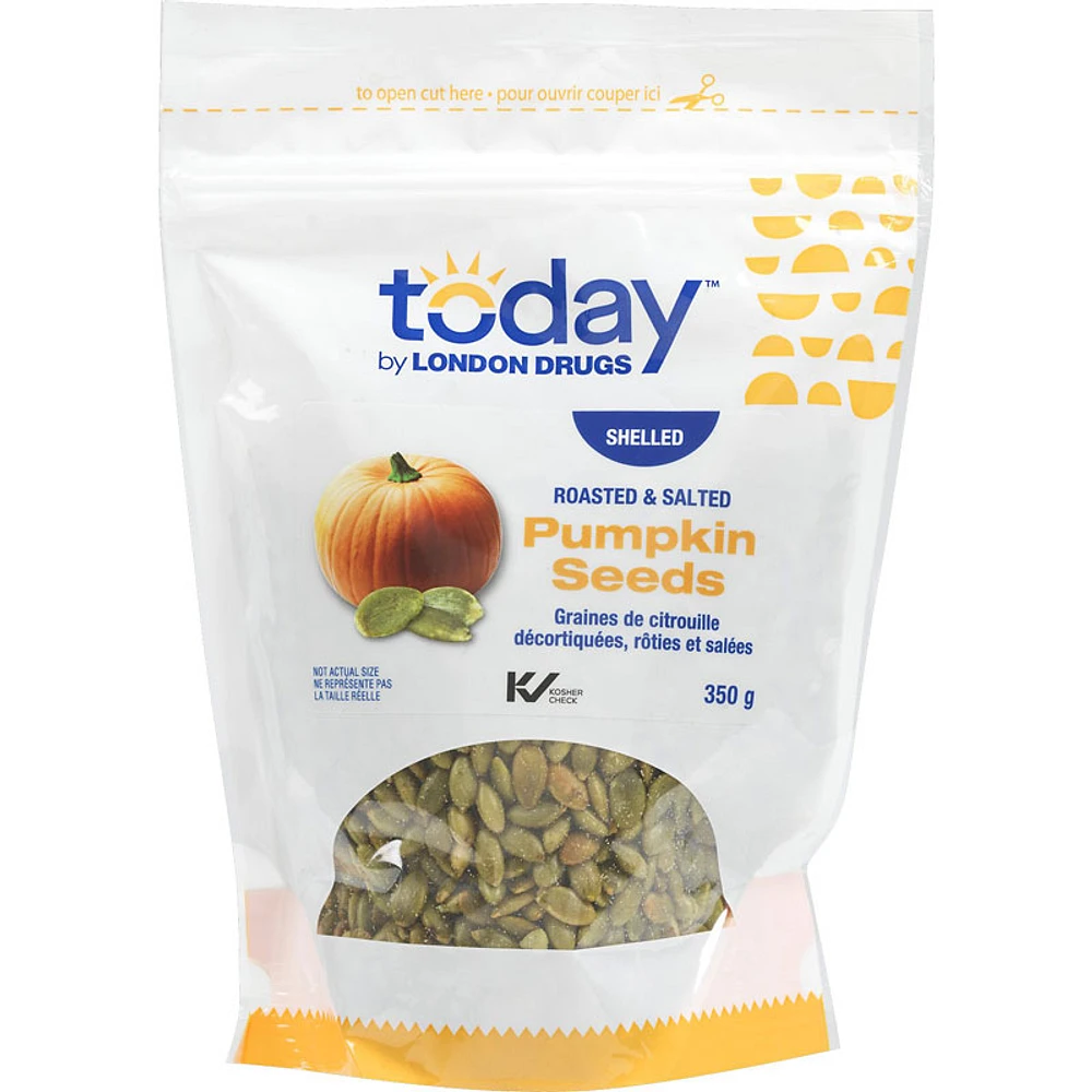 Today by London Drugs Roasted & Salted - Shelled pumpkin seeds - 350 g - dark green