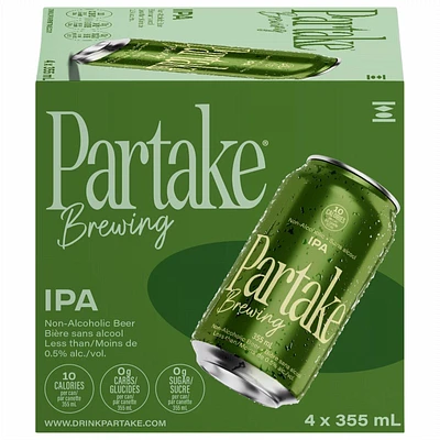 Partake Brewing Craft Non-Alcoholic Beer - IPA - 4x355ml