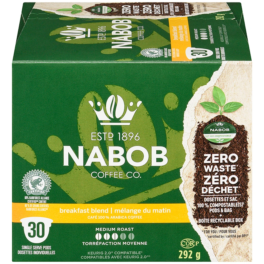 Nabob Zero Waste Coffee Pods - Breakfast Blend - 30s