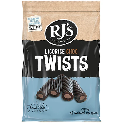 RJ'S Licorice Chocolate Twists - 280g