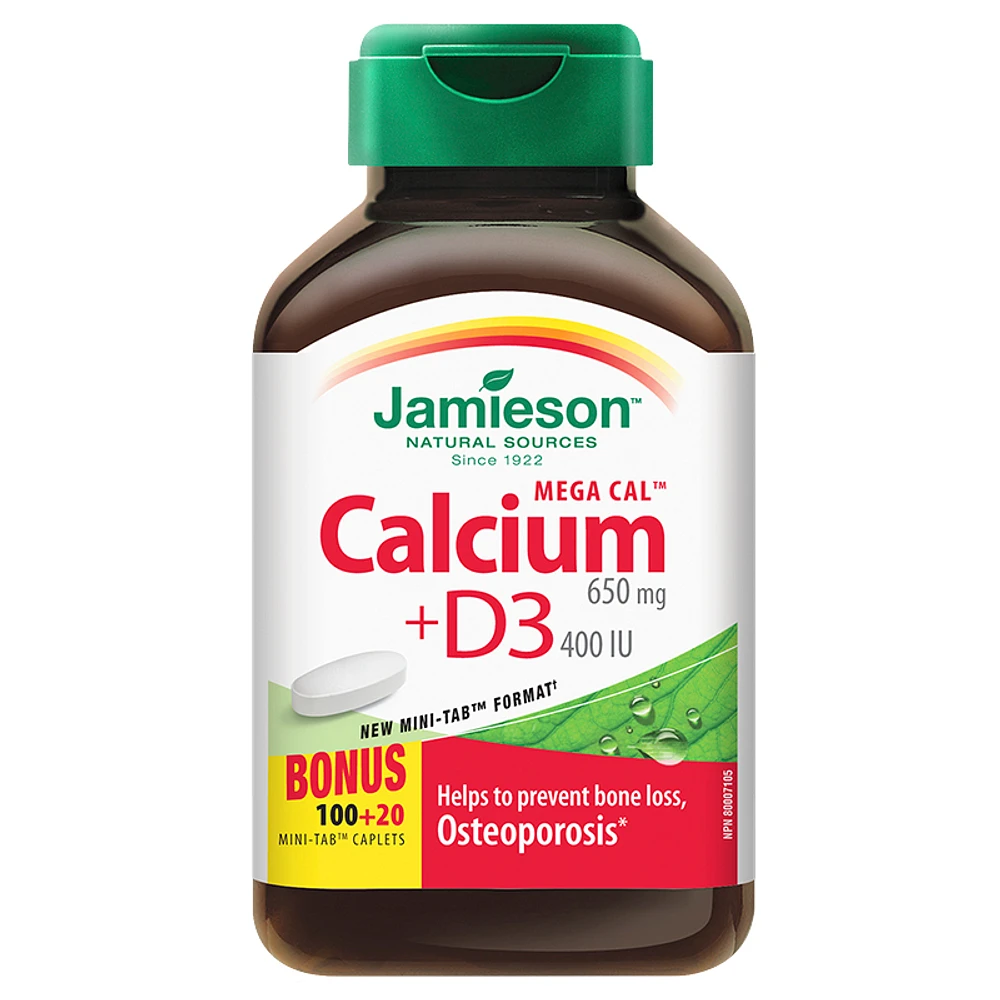 Jamieson Mega CalTM Calcium 650 mg + Vitamin D3 400 IU - 100's