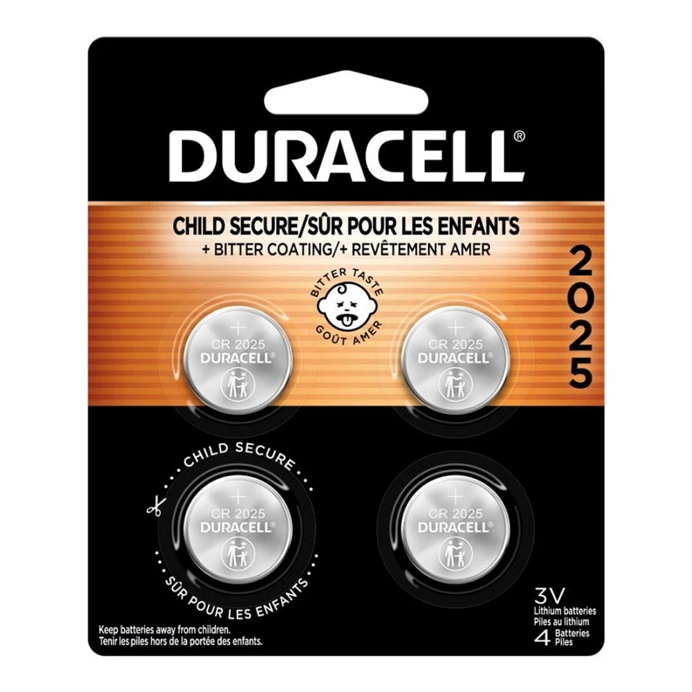 Duracell Lithium Battery - Bitter Coating - CR2025 - 4 Pack