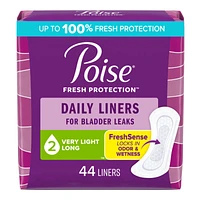 Poise Daily Incontinence Long Panty Liners - Very Light Absorbency - 44 Count