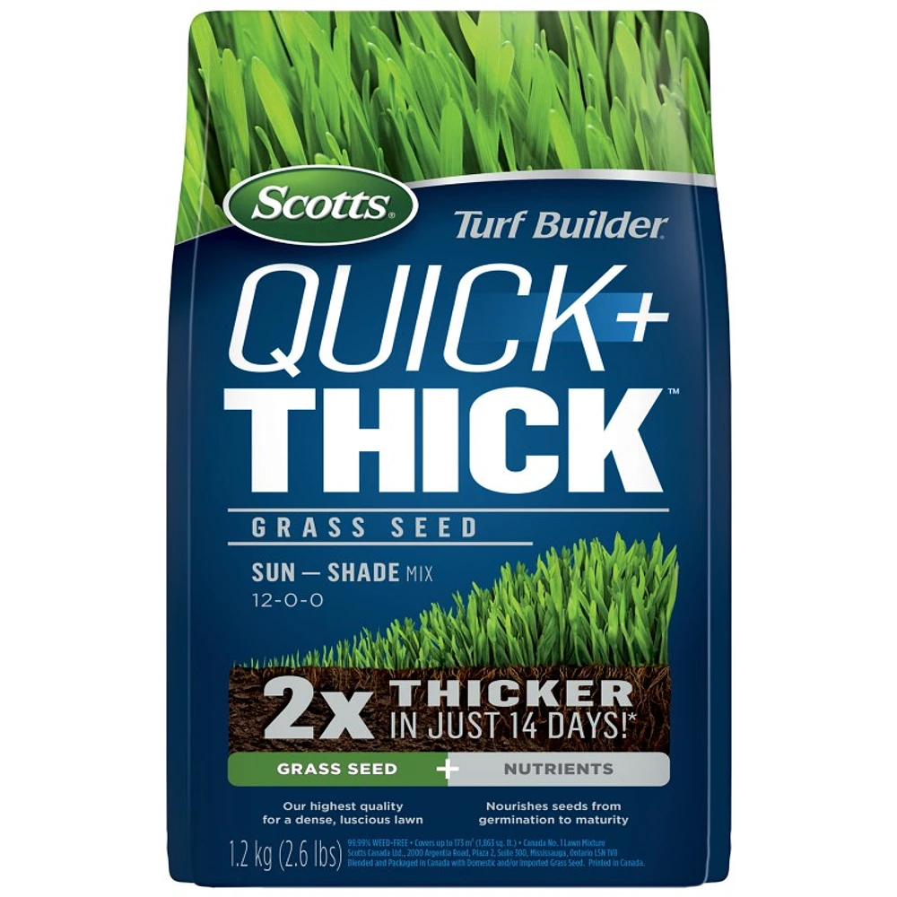 Scotts Turf Builder Quick + Thick Grass Seed Sun Shade Mix - 1.2kg
