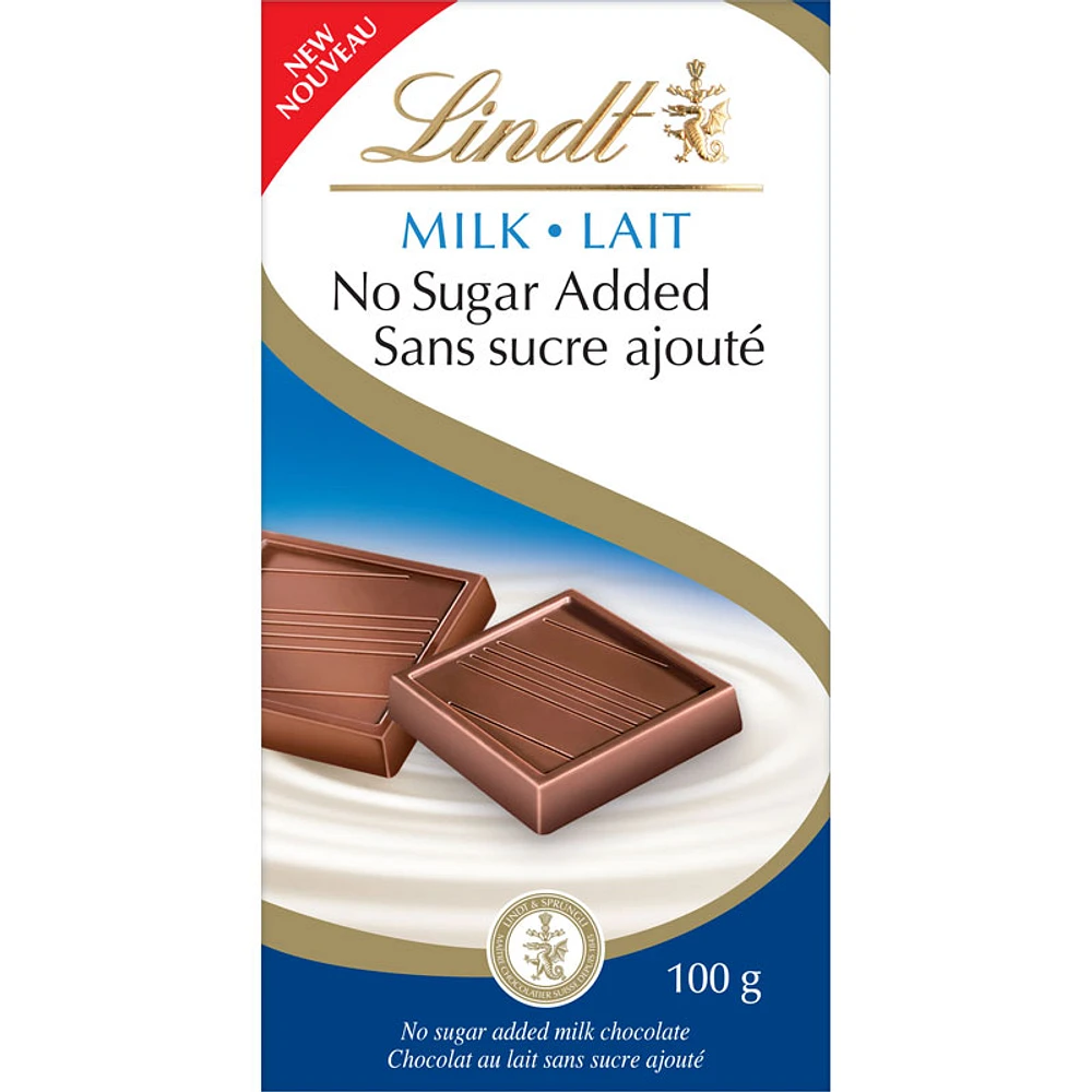 Lindt No Sugar Added - Milk Chocolate - 100g