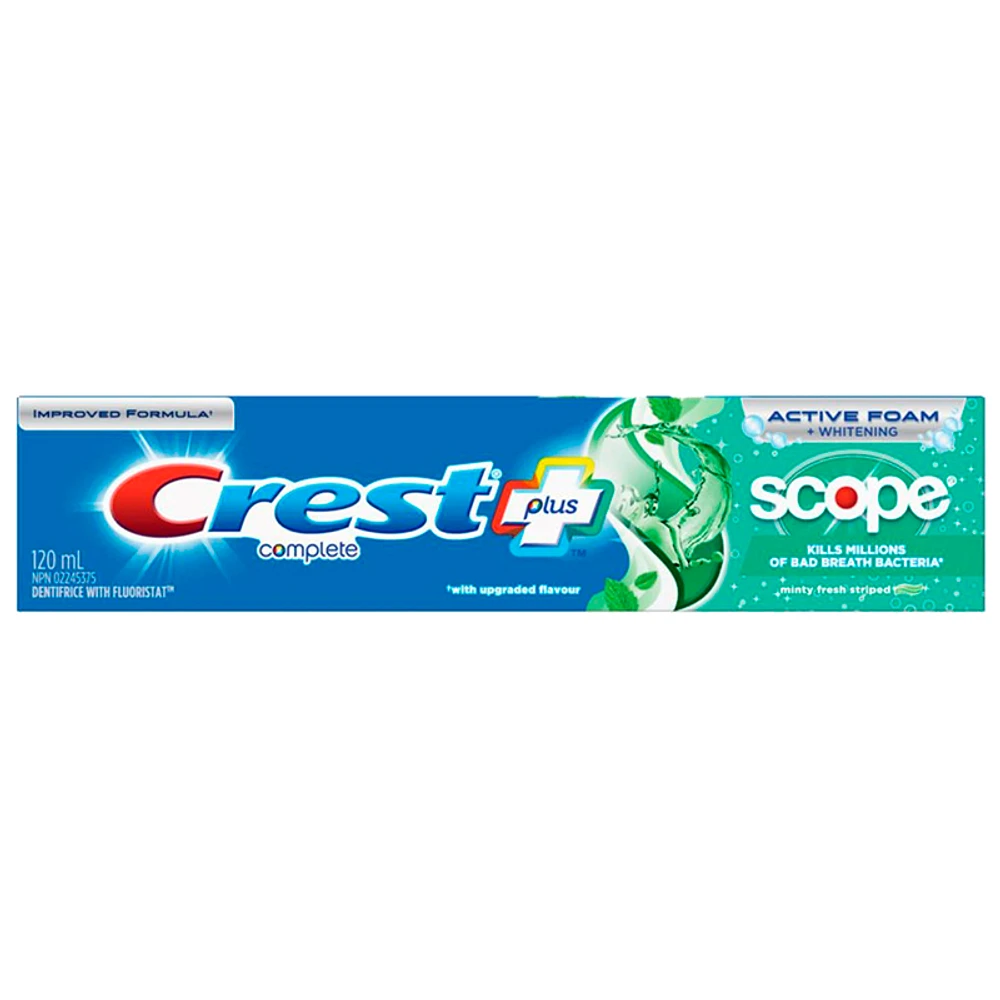 Crest Complete Plus Active Foam + Whitening Striped Toothpaste - Scope - 120ml