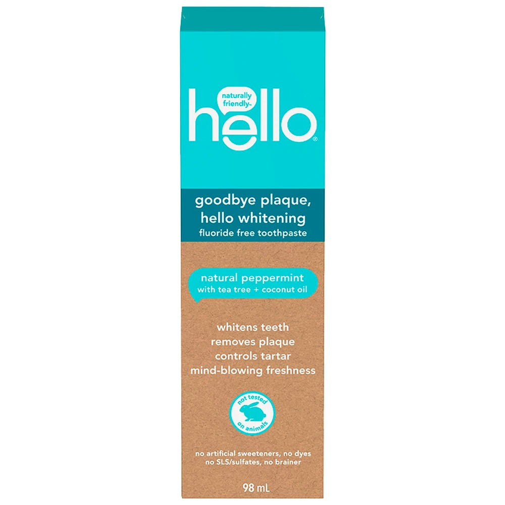 Hello Natural Fluoride Free Toothpaste - Natural Peppermint - 98ml