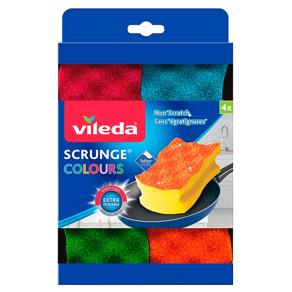 Vileda Scrunge Colours Sponge - 4 pack