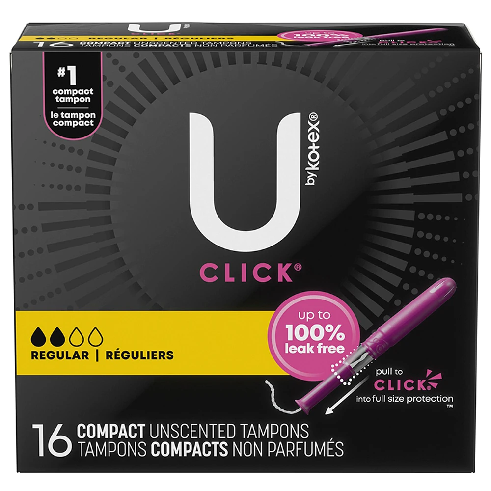 U by Kotex Click Compact Tampons - Regular - Unscented - 16 Count