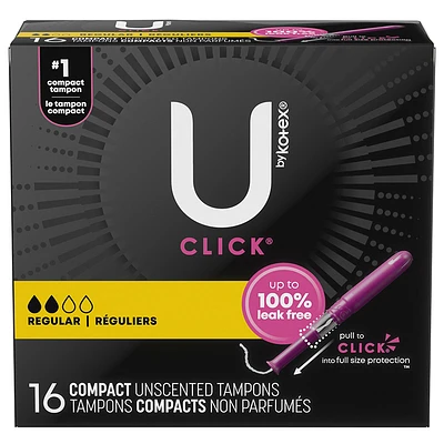 U by Kotex Click Compact Tampons - Regular - Unscented - 16 Count