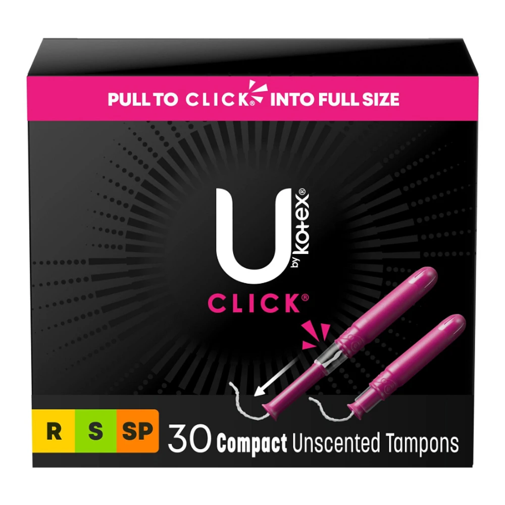 U by Kotex Click Compact Multipack Tampons - Regular/Super/Super Plus - Unscented - 30 Count