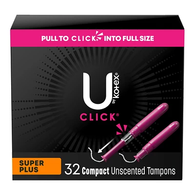 U by Kotex Click Compact Tampons - Super Plus - Unscented - 32 Count