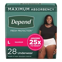 Depend Fresh Protection Adult Incontinence Underwear for Women - Blush - Maximum