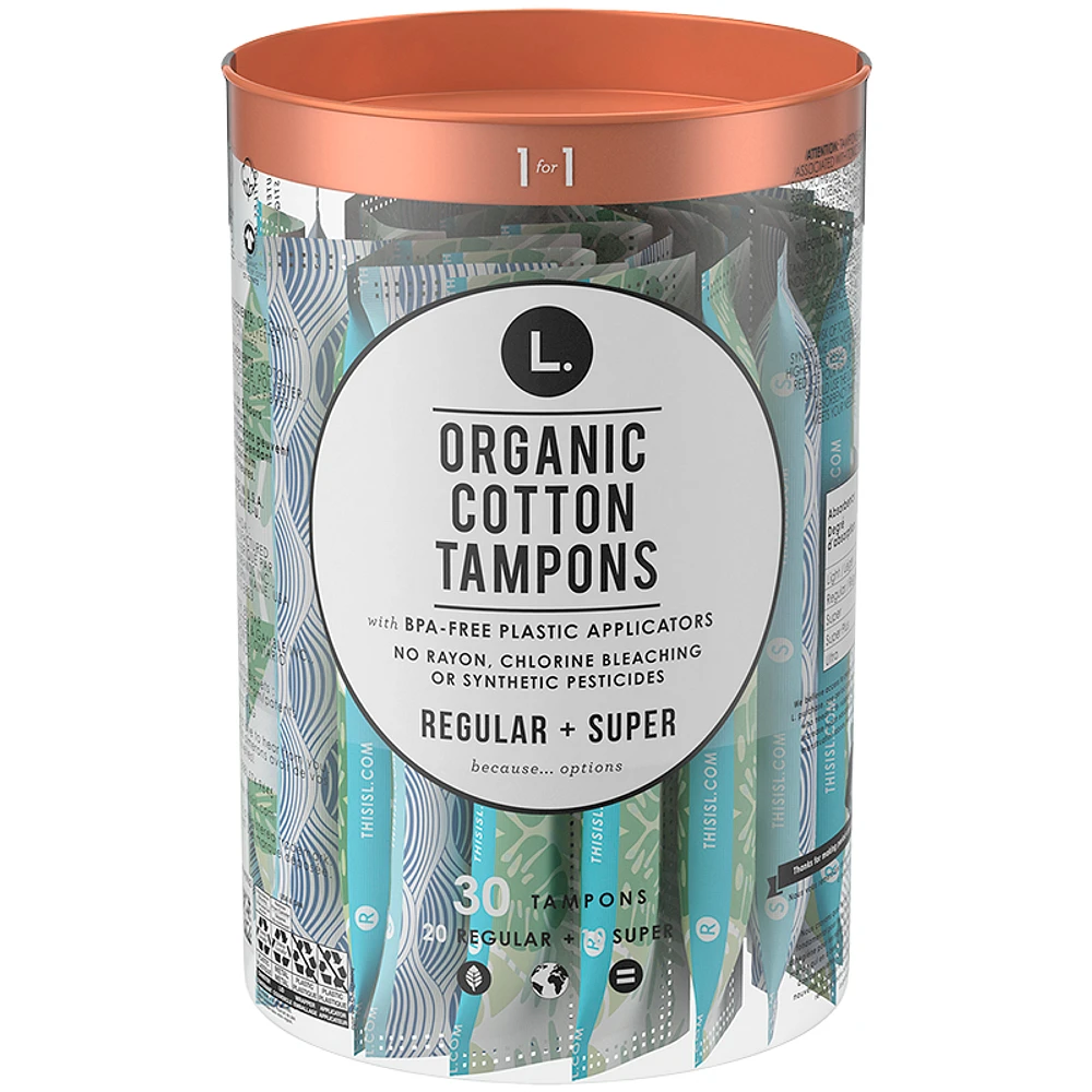 L. Organic Cotton Tampons - Regular + Super - 30s