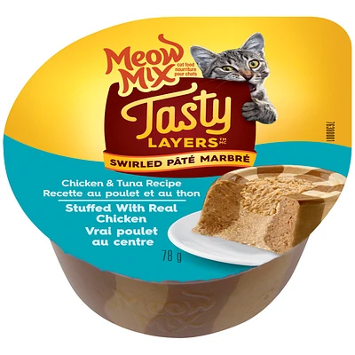 Meow Mix Tasty Layers Swirled Pate - Chicken and Tuna - 78g