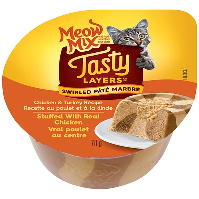 Meow Mix Tasty Layers Swirled Pate - Chicken and Turkey - 78g