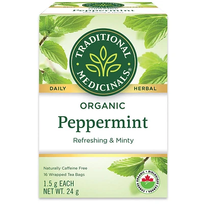 Traditional Medicinals Organic Wrapped Tea Bags - Peppermint - 16's