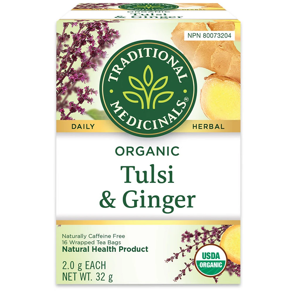 Traditional Medicinals Organic Wrapped Tea Bags - Tulsi with Ginger - 16's