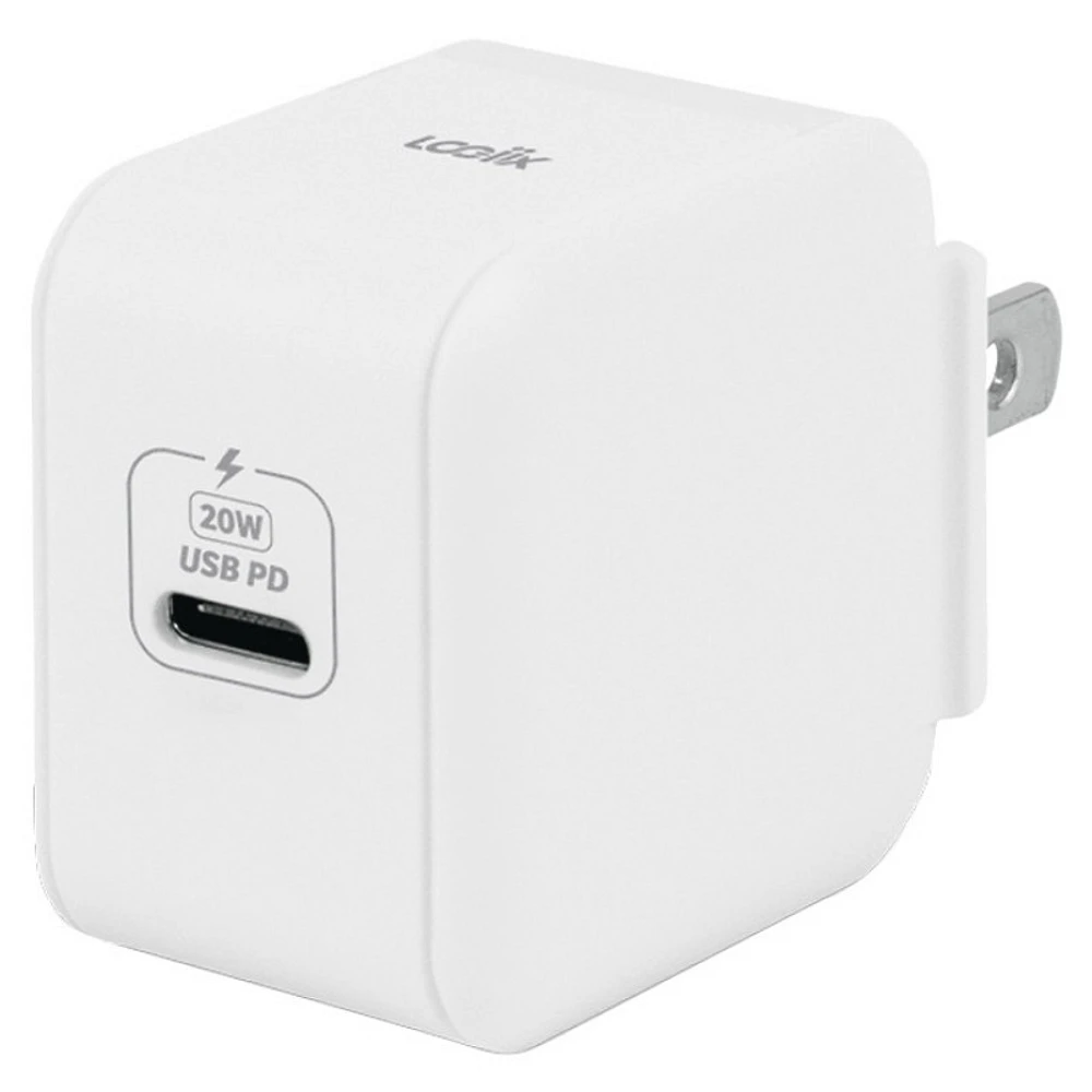 Logiix Power Plus Slim Folding Prongs 20W Power Adapter - White - LGX-13200