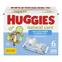  Huggies Natural Care Refreshing Baby Wipes - Cucumber/Green Tea - 6 Flip Top Packs - 288 Wipes