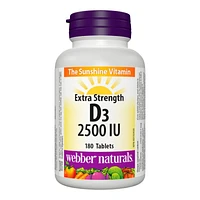 Webber Naturals Extra Strength Vitamin D3 Tablets - 2500 IU - 180's