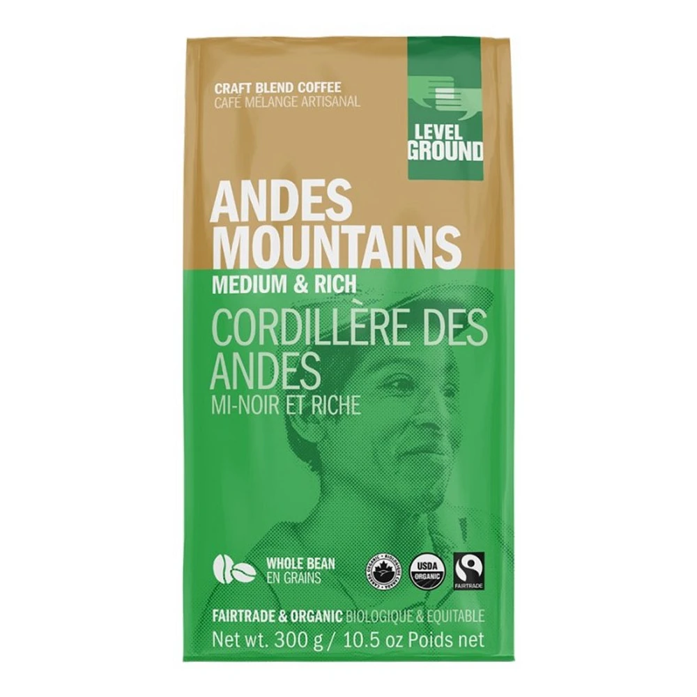 Level Ground Andes Mountains Whole Bean Coffee - Medium Roast - 300g