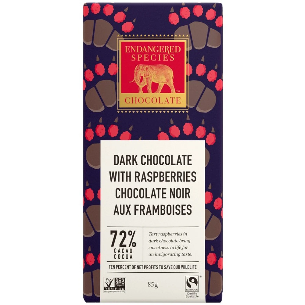 Endangered Species Dark Chocolate With Raspberries - 85g