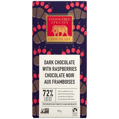 Endangered Species Dark Chocolate With Raspberries - 85g