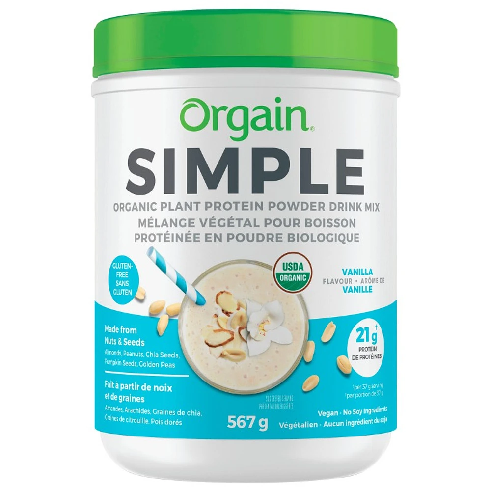 Orgain Simple Organic Plant Protein Powder Drink Mix - Vanilla - 567g