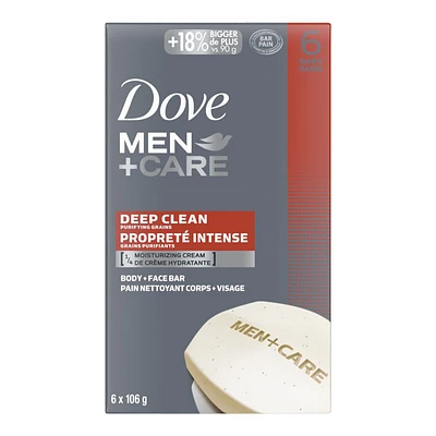 Dove Men+ Care Deep Clean Body and Face Bar - 6 x 106g