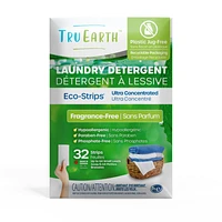 Tru Earth Laundry Detergent Ultra Concentrated Eco-Strips - Fragrance Free - 32 Loads