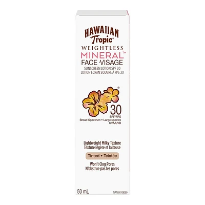 Hawaiian Tropic SPF 30 Weightless Mineral Face Sunscreen Lotion - 50ml