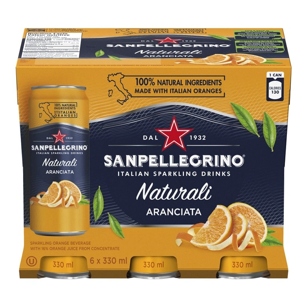 Sanpellegrino Naturali Sparkling Water - Aranciata - 6 x 330ml