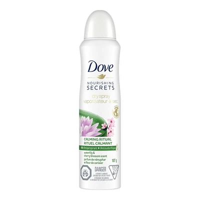 Dove Calming Ritual Dry Spray Antiperspirant - Water Lily & Cherry Blossom - 107g