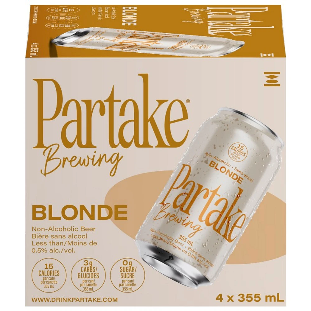 Partake Blonde Non-alcoholic Beer - 4x355ml